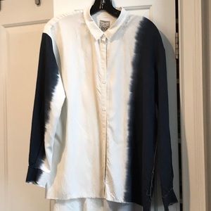 GoSilk blue and white hombre silk blouse